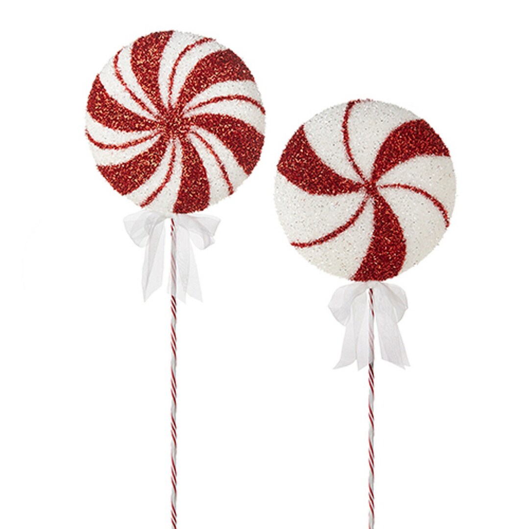 28 Peppermint Lollipop Ornament Picks Set 2 Etsy