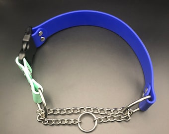 1.5" Heavy Duty Chain Martingale Biothane Collar w/ Buckle (Non-Adjustable Neck)