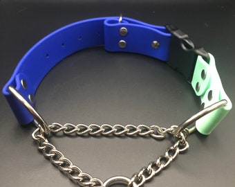 1.5" Heavy Duty Chain Martingale Adjustable Biothane Collar w/Buckle