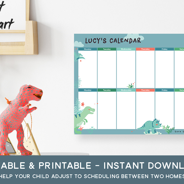 Co-Parenting Kids Calendar & Schedule - Dinosaur