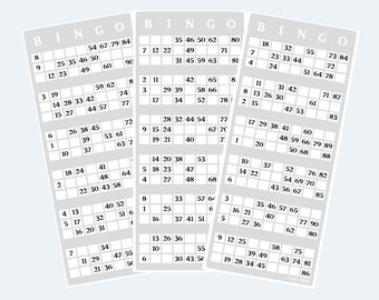 Printable UK Style 1-90 Bingo Ticket Cards, 2 Per Page