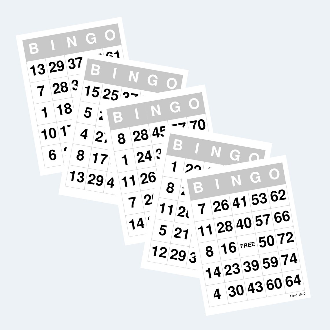 Bingo Cards - Printable Bingo Cards - 4 per Page – 250 Pages / 1000 ...