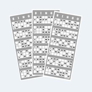 Printable UK Style 1-90 Bingo Ticket Cards, 2 Per Page, 500 pages / 1000 cards