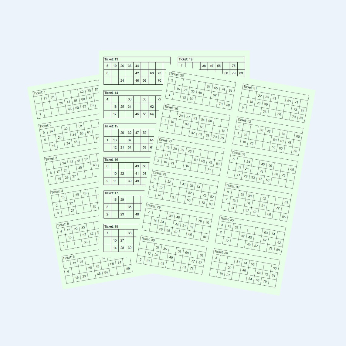 Bingo Tickets Bücher - 6000 Tickets, 10 Seiten, 10 Spiele - Für Bingo