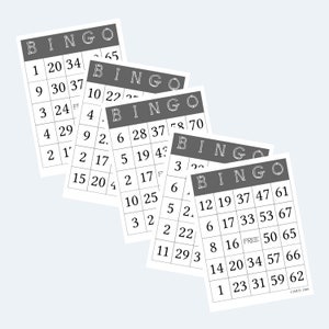 Cartones de Bingo - Cartones de Bingo imprimibles - 1000 Cartones / 4 por página - 250 páginas imagen 4