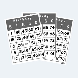 Birthday Bingo Cards - Printable Bingo Cards – 1000 Cards / 2 Per Page – 500 Pages