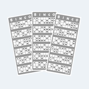 Tarjetas de boletos de bingo imprimibles estilo Reino Unido 1-90, 2 por página, 500 páginas/1000 tarjetas