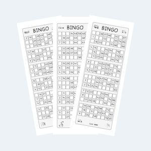 Printable UK Style 1-90 Bingo Ticket Cards, 2 sets per Page – theme ‘Trucks’.