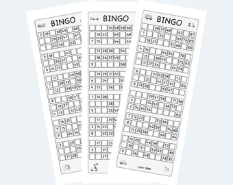 Printable UK Style 1-90 Bingo Ticket Cards, 2 sets per Page – theme ‘Trucks’.