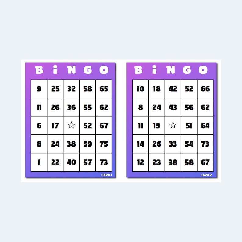 1000 Bingo Cards - Colorful 1 to 75 Bingo Cards 2 per Page – 500 Pages ...