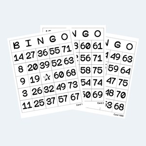 Bingo Cards  - Printable Bingo Cards 2 Per Page – 500 pages / 1000 Cards