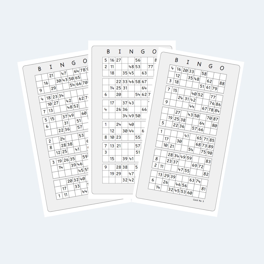 Printable Large Print Bingo Cards, UK Style 190, 1 Set per Page Etsy
