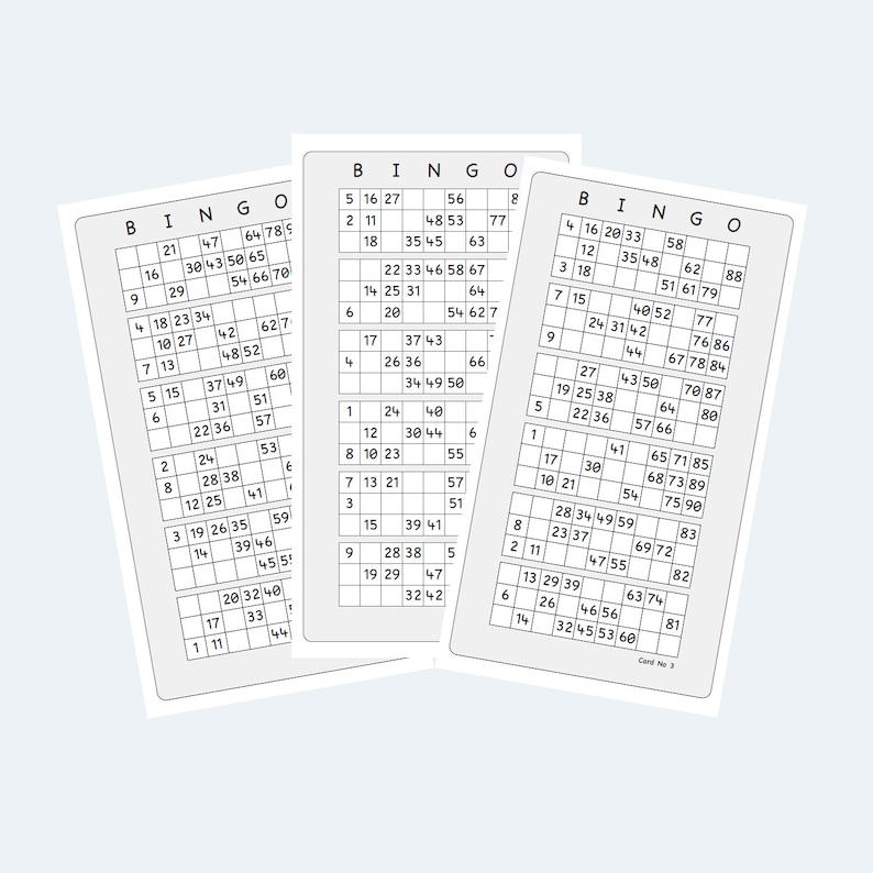 Printable Large Print Bingo Cards Uk Style 1 90 1 Set Per Etsy