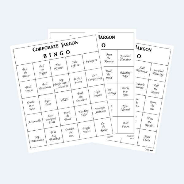 Corporate Jargon Bingo Cards | Printable Bingo Cards | Large (jumbo) print 1 Per Page | 500 pages | downloadable digital product