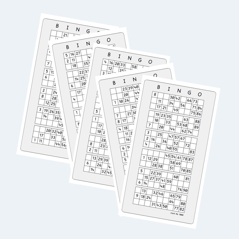 Printable Large Print Bingo Cards, UK Style 190, 1 Set per Page Etsy
