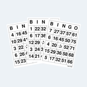 Bingokaarten – afdrukbare 1 tot 75 bingokaarten – 4 per pagina – 1000 kaarten