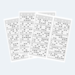 Afdrukbare bingokaarten 1-90 in Britse stijl, 2 per pagina, 500 pagina's / 1000 kaarten