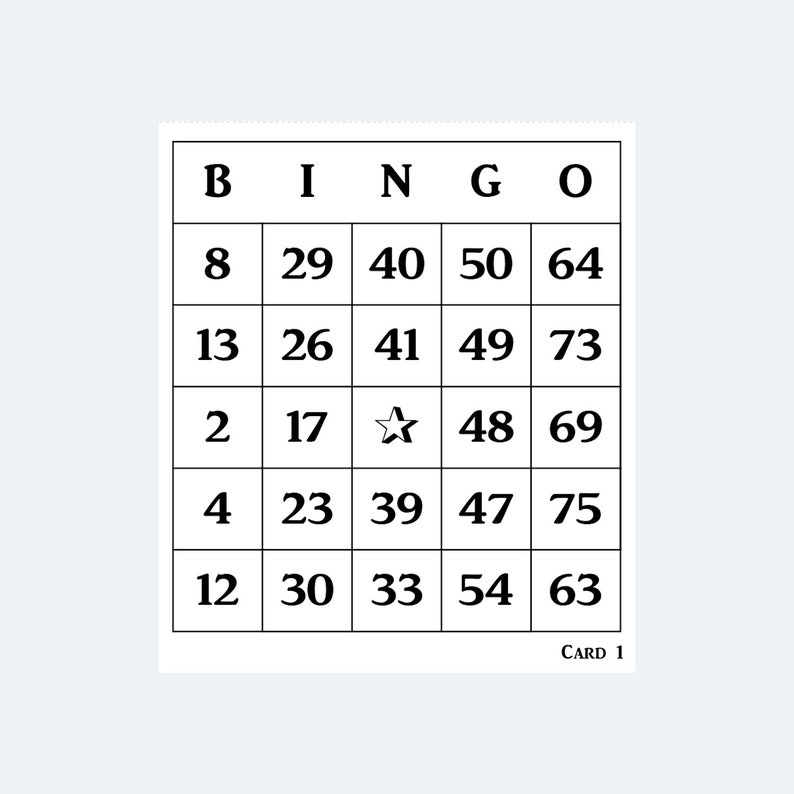Printable Bingo Cards - Large Jumbo Print 1 per Page – 1000 Pages ...