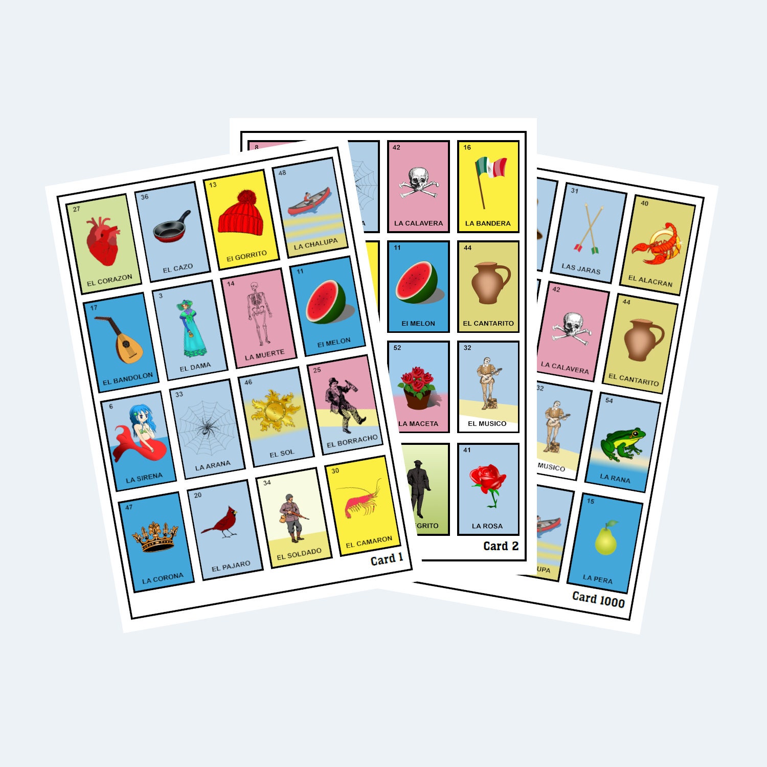 Loteria Cards Printable Loteria Cards 2 per Page 1000 Cards / 500