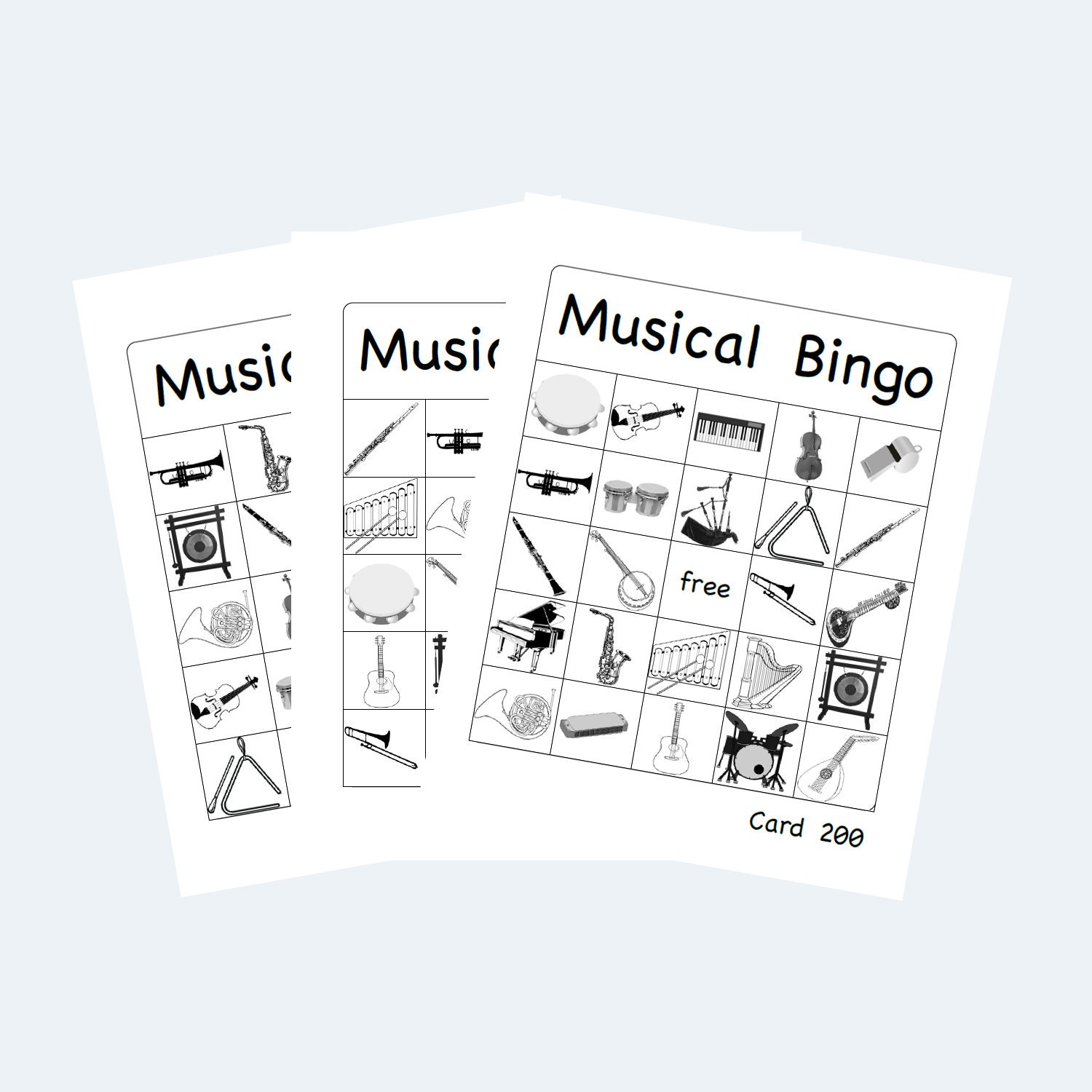 Printable Picture Bingo Cards musical Instruments 4 per Page - Etsy printable-picture-bingo-cards-musical-instruments-4-per-page-etsy