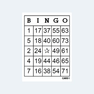 Bingo Cards  - 1 to 75 Bingo Cards 4 Per Page – 250 pages / 1000 Cards – Printable Download