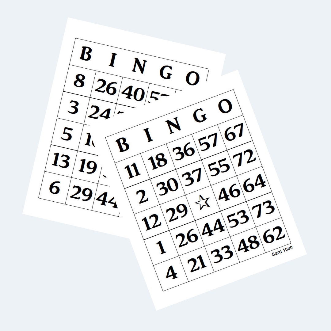 Printable Bingo Cards - Large Print 2 per Page - Etsy