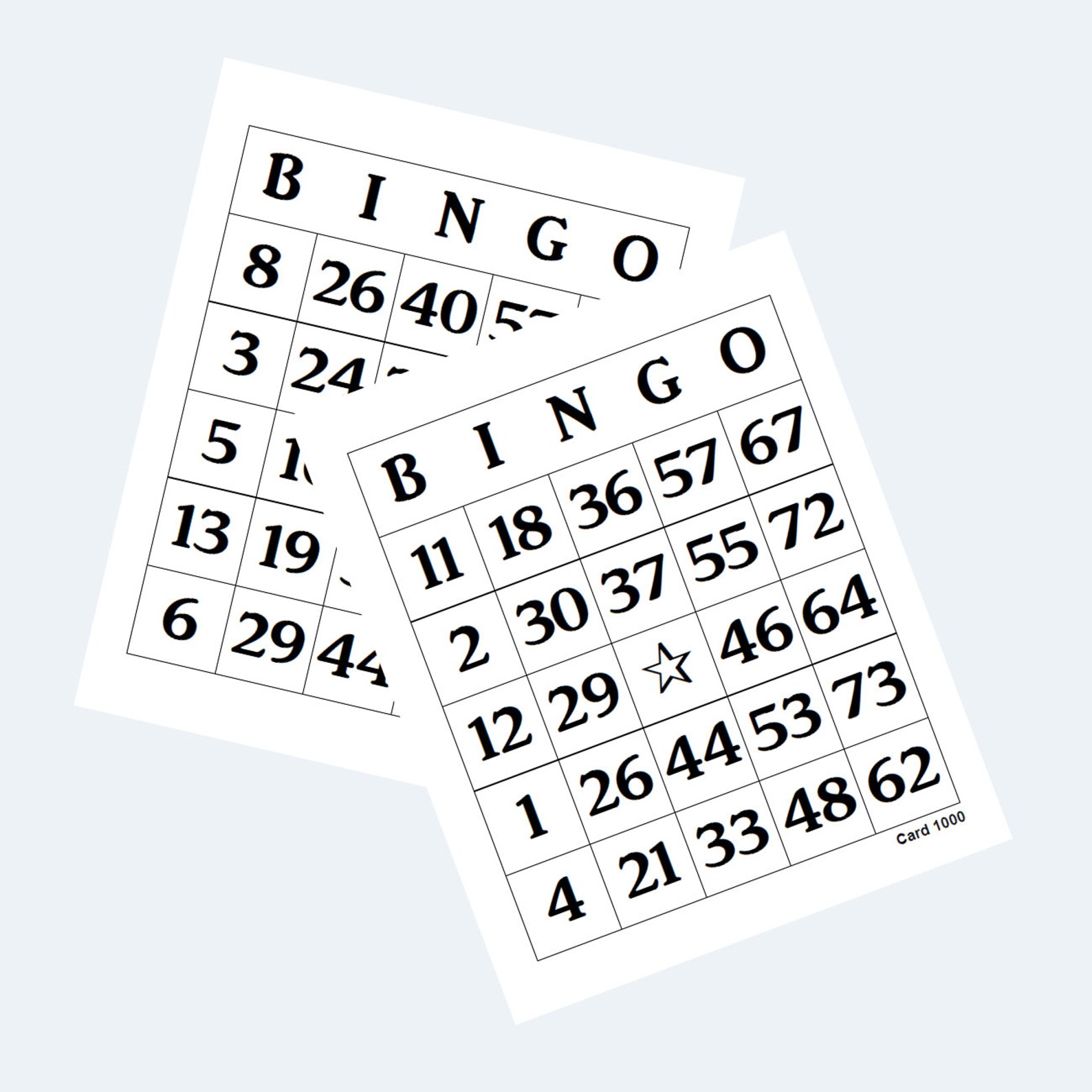 Printable Bingo Cards - Large Print 2 per Page - Etsy