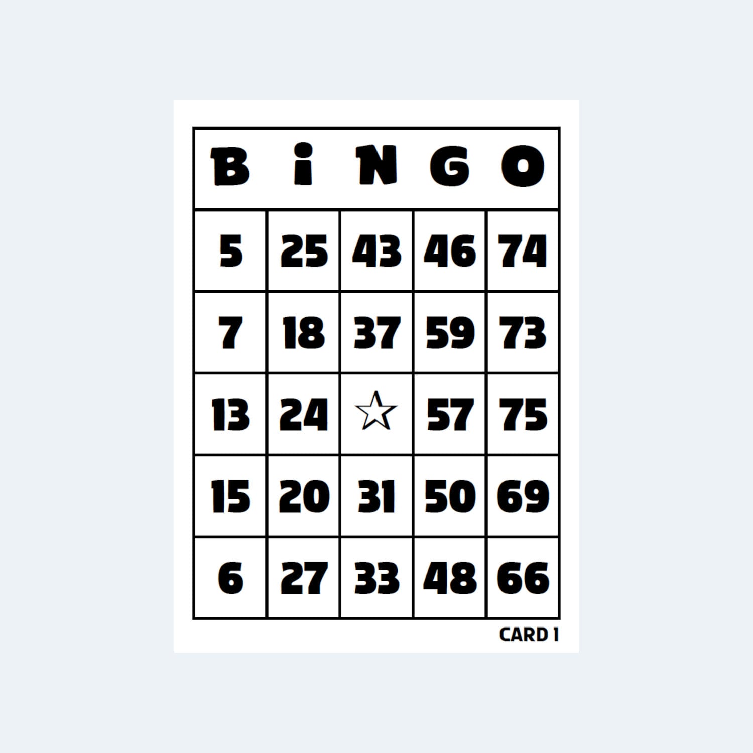 ビンゴカード - 1～75ビンゴカード - 1ページに4枚 - 250ページ / 1000