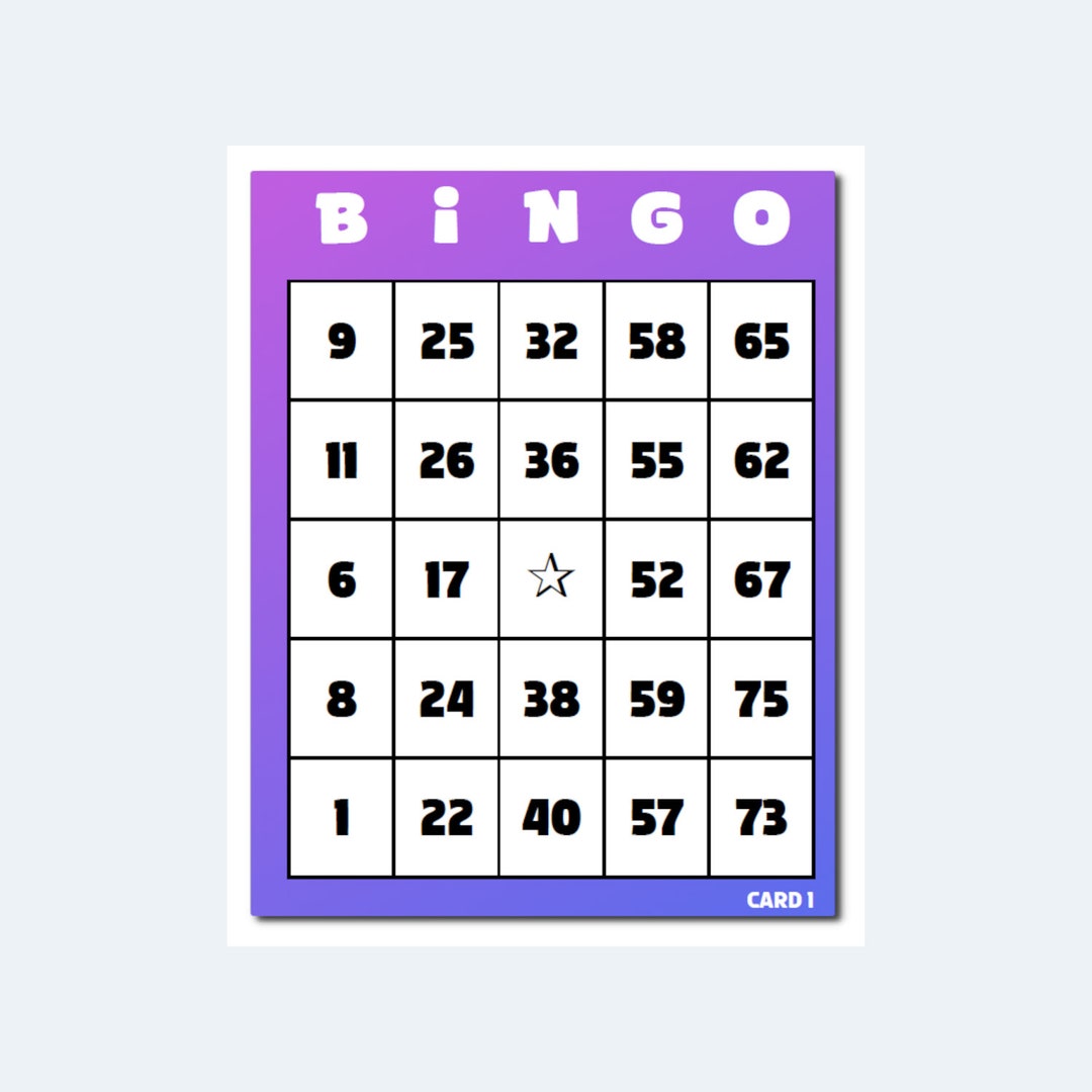 1000 Bingo Cards - Colorful 1 to 75 Bingo Cards 2 per Page – 500 Pages ...