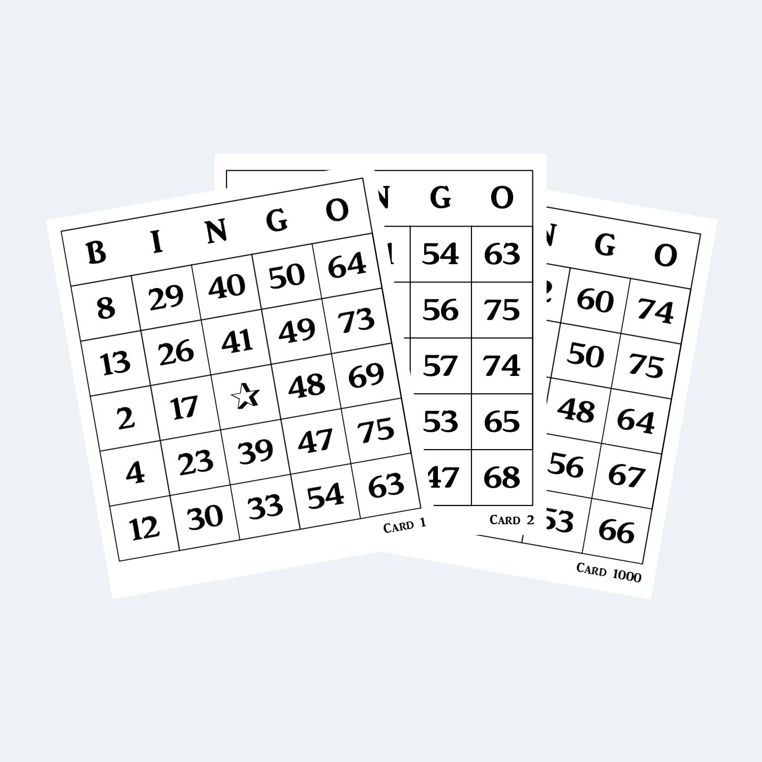 Printable Bingo Cards Large Jumbo Print 1 per Page 1000 Pages ...