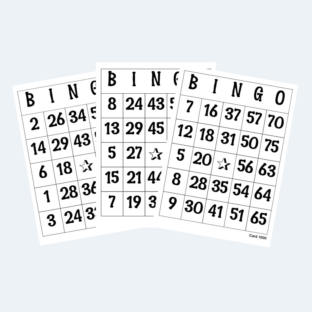 ビンゴカード - 印刷可能なビンゴカード 1ページあたり4枚 - 250ページ