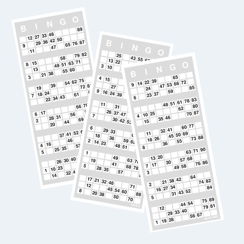 Bingo Cards – Printable UK Style 1 to 90 Bingo Cards – Printable ...