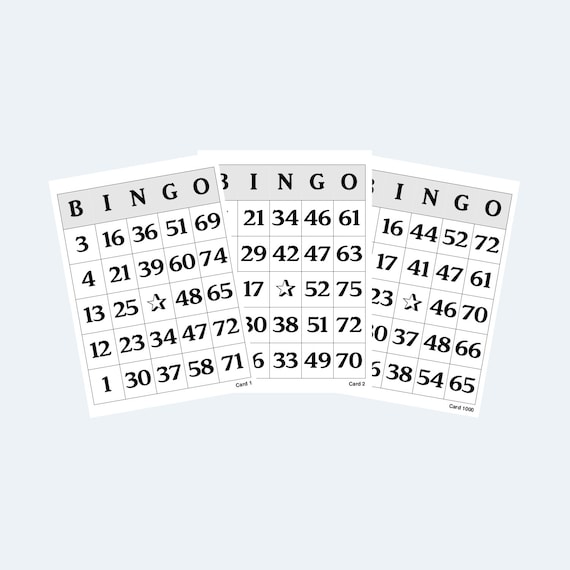 Printable Bingo Cards 4 per Page Etsy UK