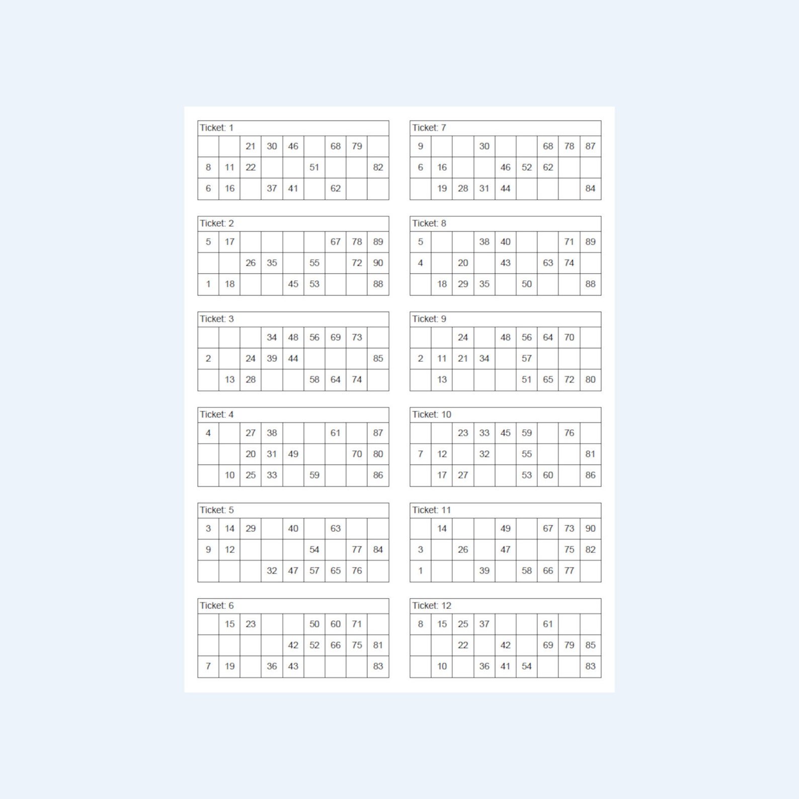 Tambola Tickets – 1 to 90 Printable Tambola Bingo Cards – 500 Pages ...