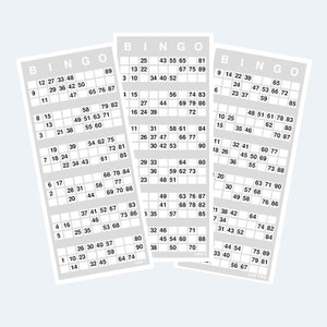 Bingo Cards – Printable UK Style 1 to 90 Bingo Cards – Printable download – Bingo Tickets