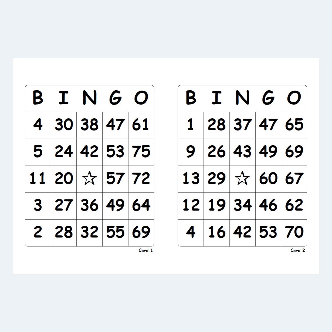 Bingo Cards, Large Print Printable Bingo Cards Etsy