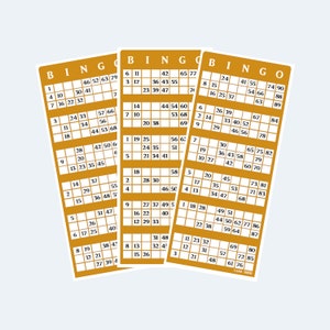 Printable UK Style 1-90 Bingo Ticket Cards, 2 Per Page, 500 pages / 1000 cards