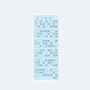 5000 Bingo Cards - Jumbo Set of UK Style 1-90 Bingo Ticket Cards, 5000 cards/30,000 tickets - 2 Cards Per Page – Printable PDF Download.