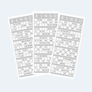 Bingo - UK Style Printable 1-90 Bingo Ticket Cards, Large Print - 1 Per Page
