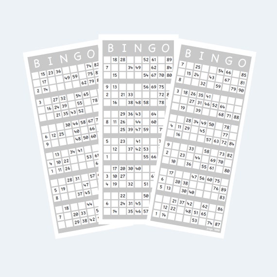 Bingo UK Style Printable 1-90 Bingo Ticket Cards Large - Etsy