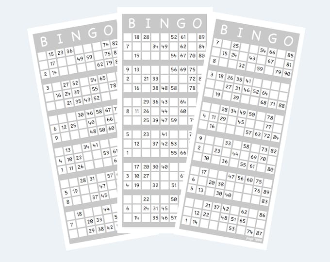 Printable UK Style 1-90 Bingo Ticket Cards Large Print - Etsy