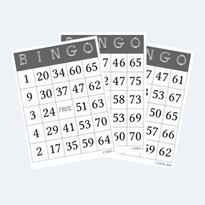 Cartones de Bingo - Cartones de Bingo imprimibles - 1000 Cartones / 4 por página - 250 páginas imagen 1
