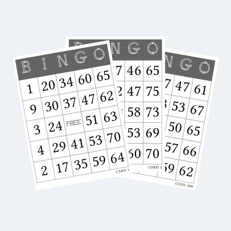 Cartones de Bingo - Cartones de Bingo imprimibles - 1000 Cartones / 4 por página - 250 páginas imagen 1