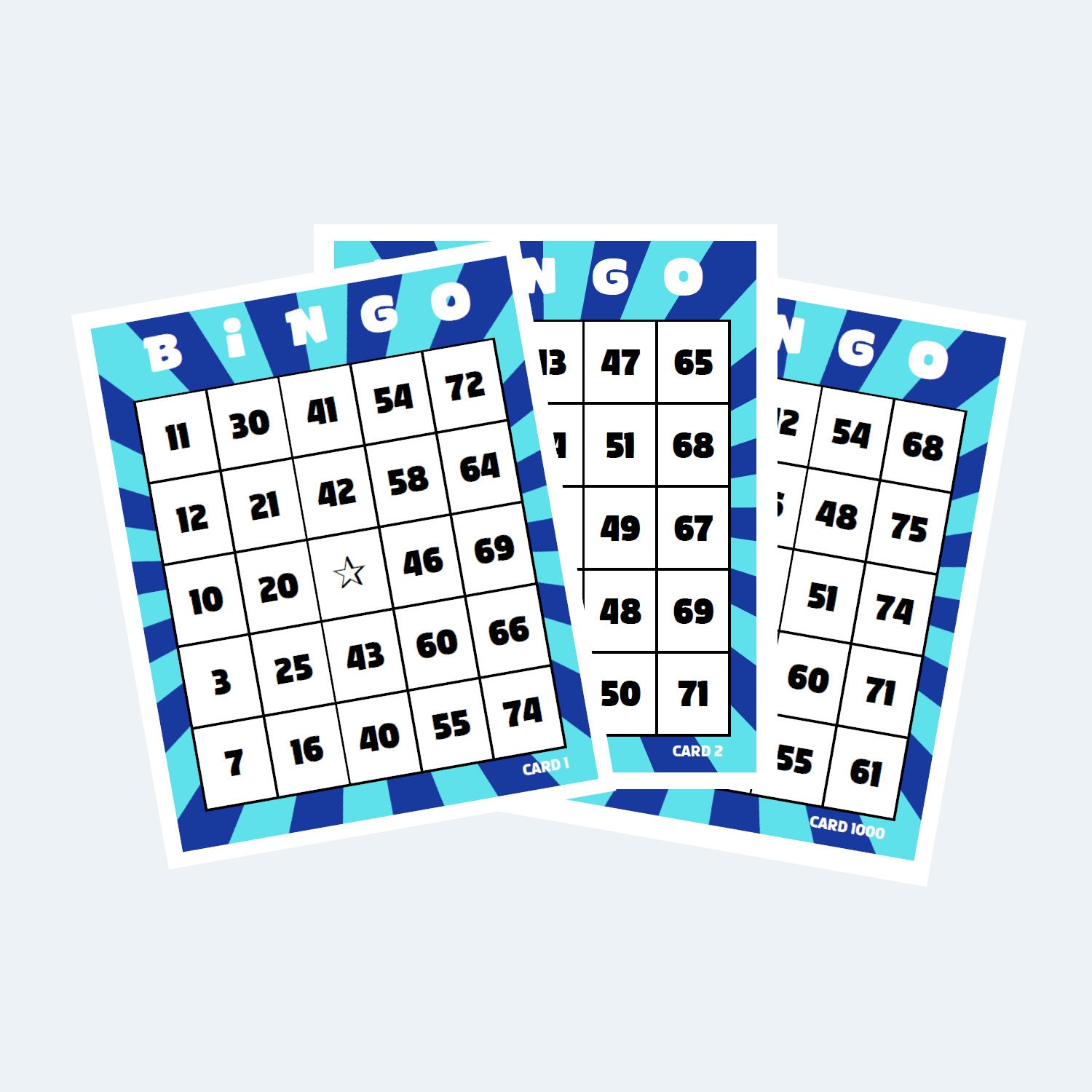 1000 Bingo Cards - Colorful 1 to 75 Bingo Cards 2 per Page – 500 Pages ...