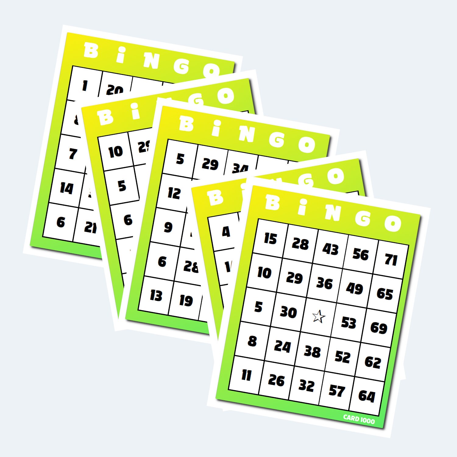 1000 Bingo Cards - Colorful 1 to 75 Bingo Cards 2 per Page – 500 Pages ...
