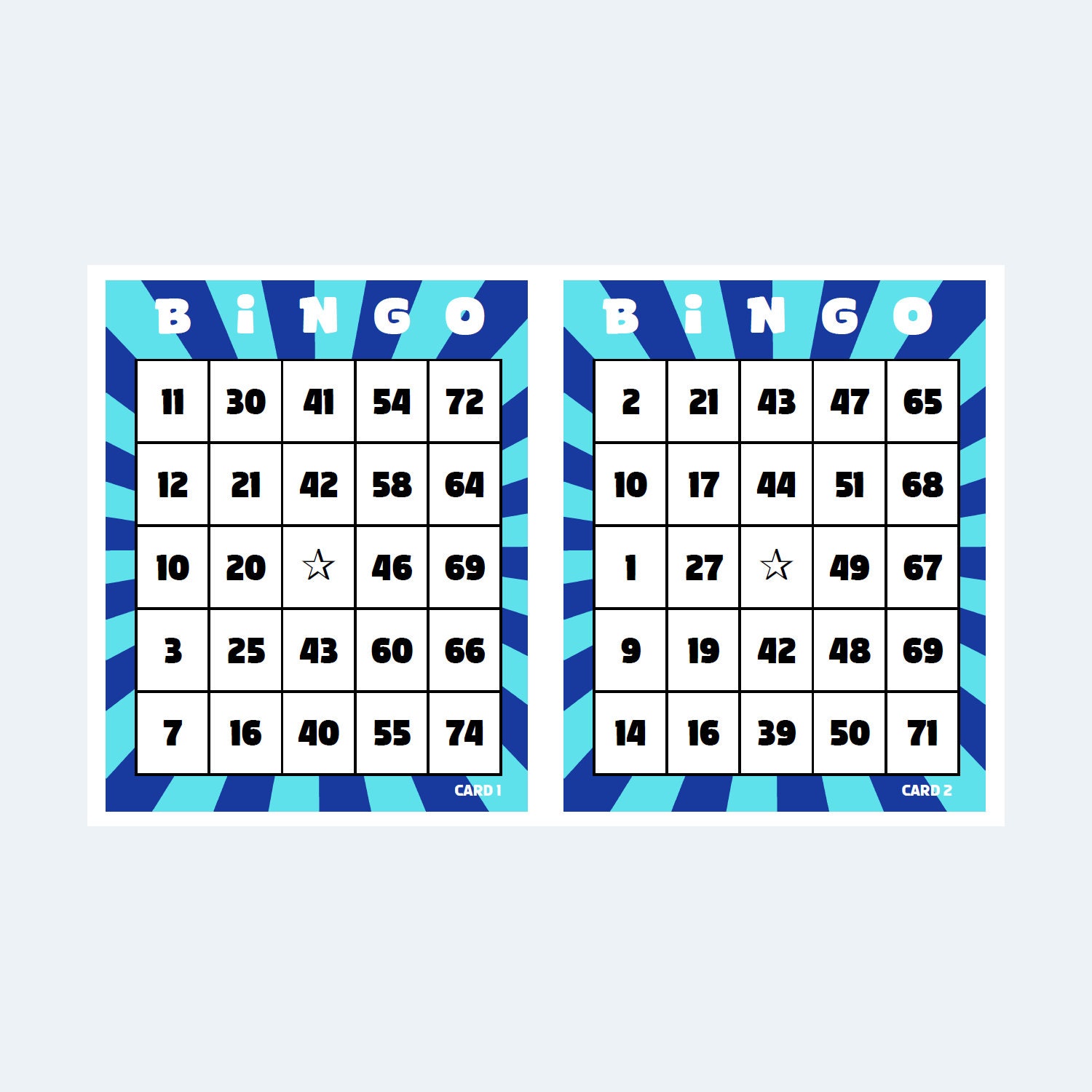 1000 Bingo Cards Colorful 1 to 75 Bingo Cards 2 per Page 500 Pages ...