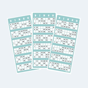 Printable Colour UK Style 1-90 Bingo Ticket Cards, 2 Per Page