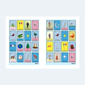 Loteria Cards - Printable Loteria Cards - 2 Per Page – 1000 Cards – 500 Pages – Instantly Downloadable PDF File.