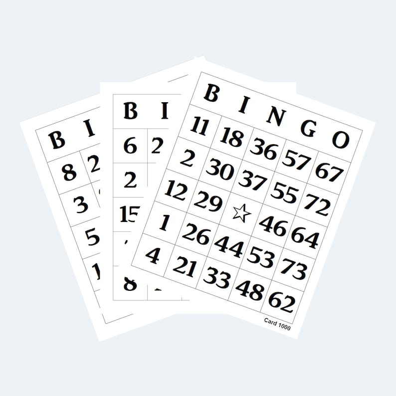Printable Bingo Cards - Large Print 2 per Page - Etsy