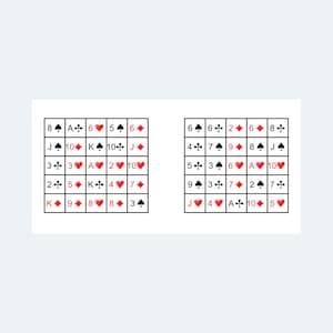 ポーカー ゲーム スタイルのビンゴ カード – 1 ページあたり 2 枚 – 500 ページ / 1000 枚の印刷可能なポーカー ビンゴ カード – デジタル ダウンロード